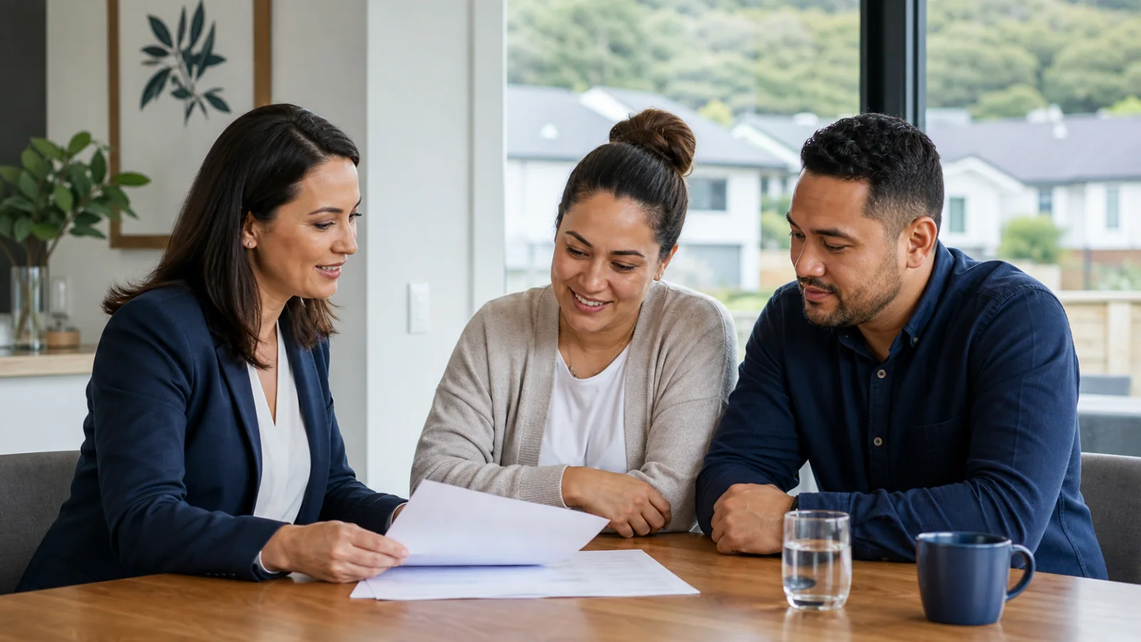 Manukau home buyers reviewing home loan options with a mortgage adviser.