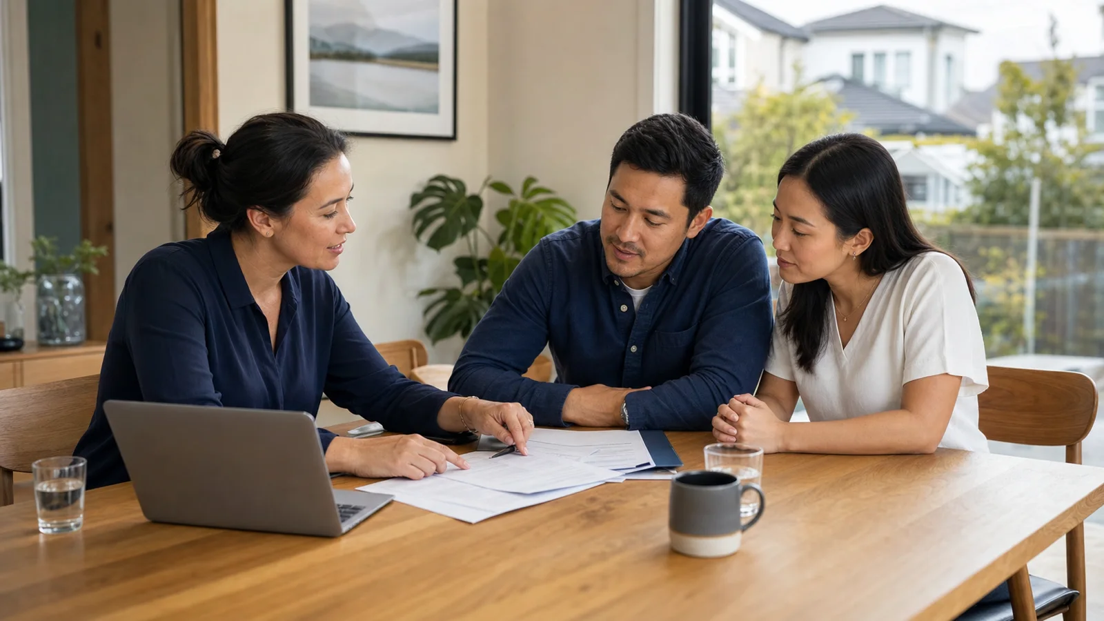 Homeowners reviewing mortgage-rate options with an adviser